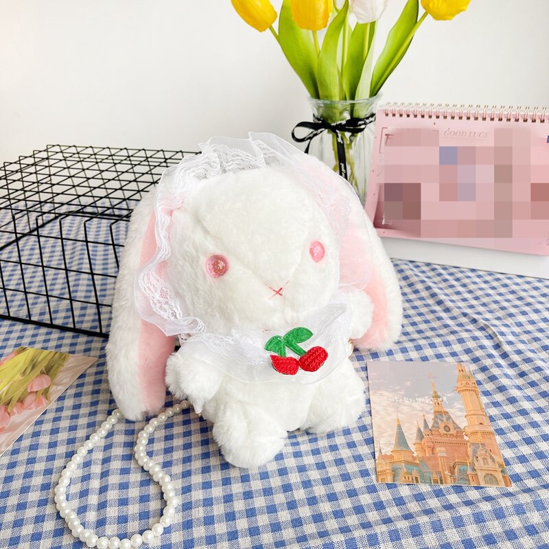 

Fluffy Rabbit Shaped Crossbody Bag, White
