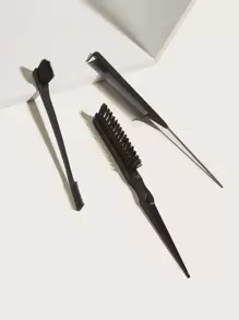 WANMEI 3pcs Hair Styling Brush Set, Including Volumizing Brush, Tail Comb, And Edge Brush, Suitable For Hairline And Nape, Easy Combing And Smooth Hair. Applicable For Barbershops, Beauty Salons, Travel, Back To School, Vacation And Various Occasions. Women's Hair Accessories Set, Including Comb, Hair Brush, Edge Brush, Hair Comb, Detangling Brush, Ball-Shaped Brush - Black - View 8