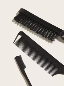 WANMEI 3pcs Hair Styling Brush Set, Including Volumizing Brush, Tail Comb, And Edge Brush, Suitable For Hairline And Nape, Easy Combing And Smooth Hair. Applicable For Barbershops, Beauty Salons, Travel, Back To School, Vacation And Various Occasions. Women's Hair Accessories Set, Including Comb, Hair Brush, Edge Brush, Hair Comb, Detangling Brush, Ball-Shaped Brush - Black - View 9