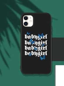 Letter Graphic Phone Case Compatible With iPhone15/15Plus/15Pro/15Promax - Black - View 2