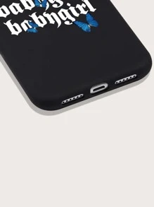 Letter Graphic Phone Case Compatible With iPhone15/15Plus/15Pro/15Promax - Black - View 3