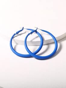 1 đôi Châu Âu & Châu Mỹ Phong cách Đơn giản Dạng hình tròn Hình học Xịt nước Sơn Thiết kế Của phụ nữ Mở Hoop Hoa tai , Thích hợp Đối với Mặc hàng ngày Và Như A Qủa tặng - Màu xanh lam - Xem 1
