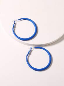 1 đôi Châu Âu & Châu Mỹ Phong cách Đơn giản Dạng hình tròn Hình học Xịt nước Sơn Thiết kế Của phụ nữ Mở Hoop Hoa tai , Thích hợp Đối với Mặc hàng ngày Và Như A Qủa tặng - Màu xanh lam - Xem 2