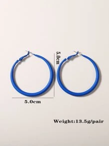 1 đôi Châu Âu & Châu Mỹ Phong cách Đơn giản Dạng hình tròn Hình học Xịt nước Sơn Thiết kế Của phụ nữ Mở Hoop Hoa tai , Thích hợp Đối với Mặc hàng ngày Và Như A Qủa tặng - Màu xanh lam - Xem 3