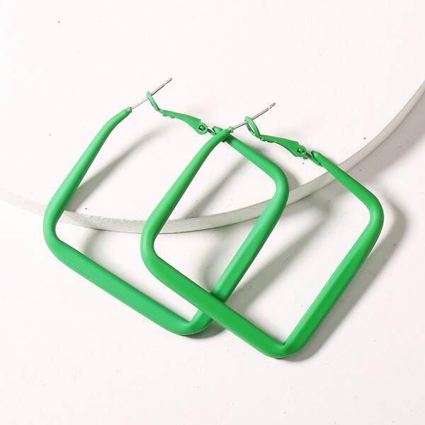

Geo Design Hoop Earrings, Green