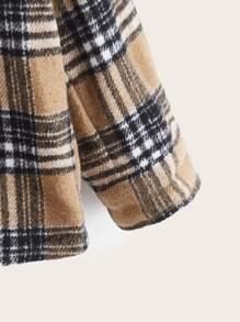 SHEIN Girls Plaid Drop Shoulder Tweed Overcoat - Multicolor - View 3