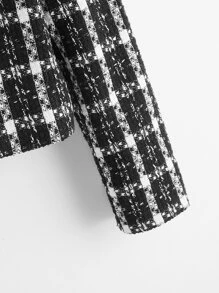 SHEIN Niñas Abrigo con patrón de cuadros tweed - Blanco y Negro - Ver 3