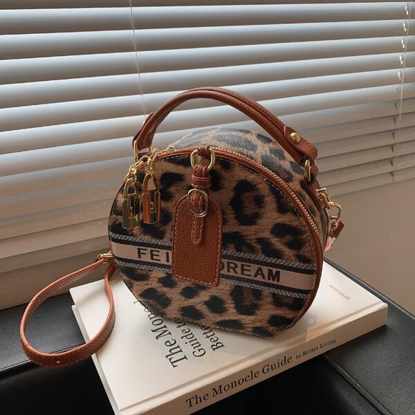 

Leopard Satchel Bag, Camel