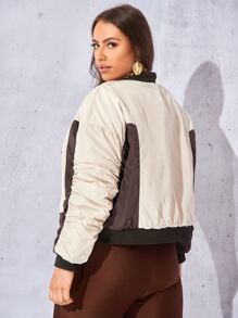 SHEIN Essnce Áo khoác độn vai có kích thước cộng hai tông màu Zip Up Drop - Nhiều màu - Xem 2