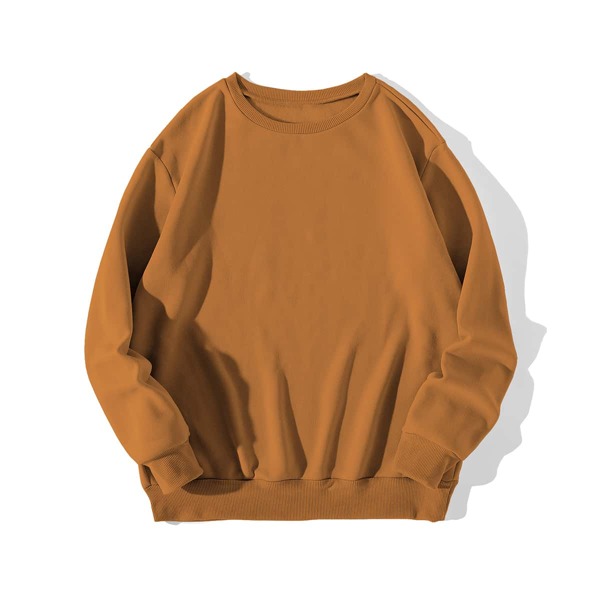 

Solid Round Neck Drop Shoulder Sweatshirt, Ginger