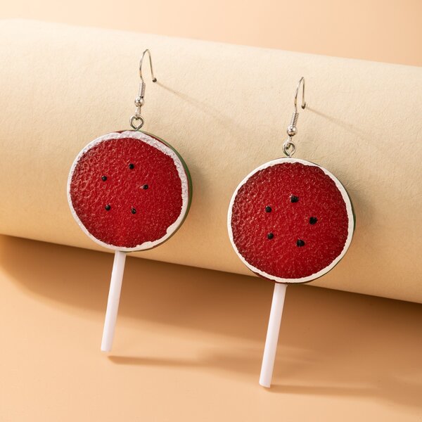 

Watermelon Lollipop Drop Earrings, Red