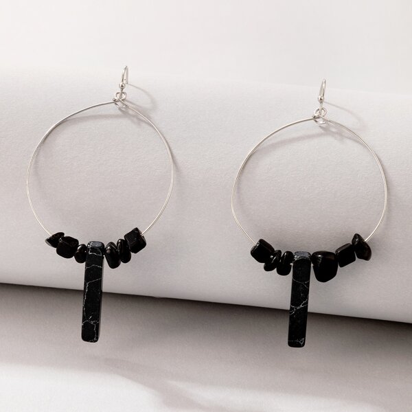 

Bead Decor Drop Earrings, Black