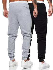 ROMWE MEN 2 Packs Guys Letter Graphic Sweatpants - Multicolor - View 2