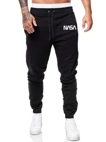 ROMWE MEN 2 Packs Guys Letter Graphic Sweatpants - Multicolor - View 4