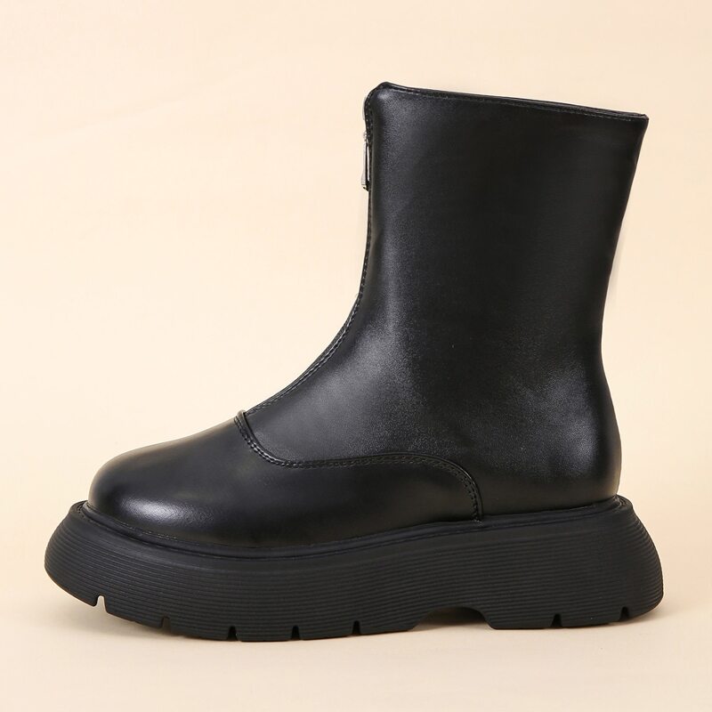 

Stitch Detail Front Zipper Classic Boots, Black
