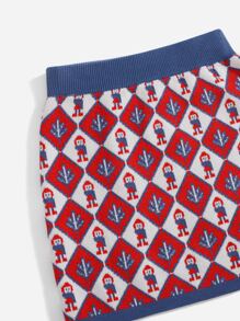 Áo len hai dây bé gái Nút phía trước Hoạt hình Khối Màu Giải trí - Nhiều màu - Xem 3