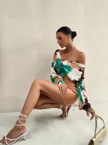 GENKIRA 紮染弧形下擺緞面襯衫 - 彩色 - 查看 5