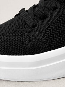 Minimalist Lace Up Front Casual Shoes - Black - View 5