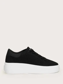 Minimalist Lace Up Front Casual Shoes - Black - View 3