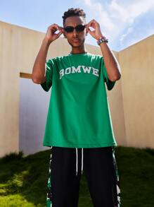 ROMWE MEN ROMWE Limited 男士字母T恤 - 綠色 - 查看 1