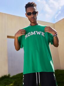 ROMWE MEN ROMWE Limited 男士字母T恤 - 綠色 - 查看 3