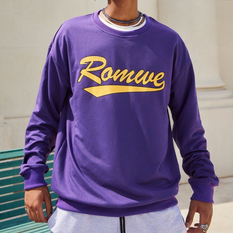 

Guys Letter Drop Shoulder Sweatshirt, Purple