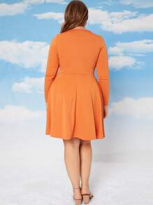 SHEIN Plus Neon Orange Fit & Flare Dress - Orange - View 2