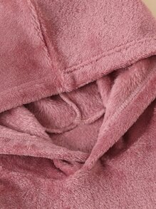 SHEIN Young Girl Solid Teddy Hoodie With Pants - Dusty Pink - View 5