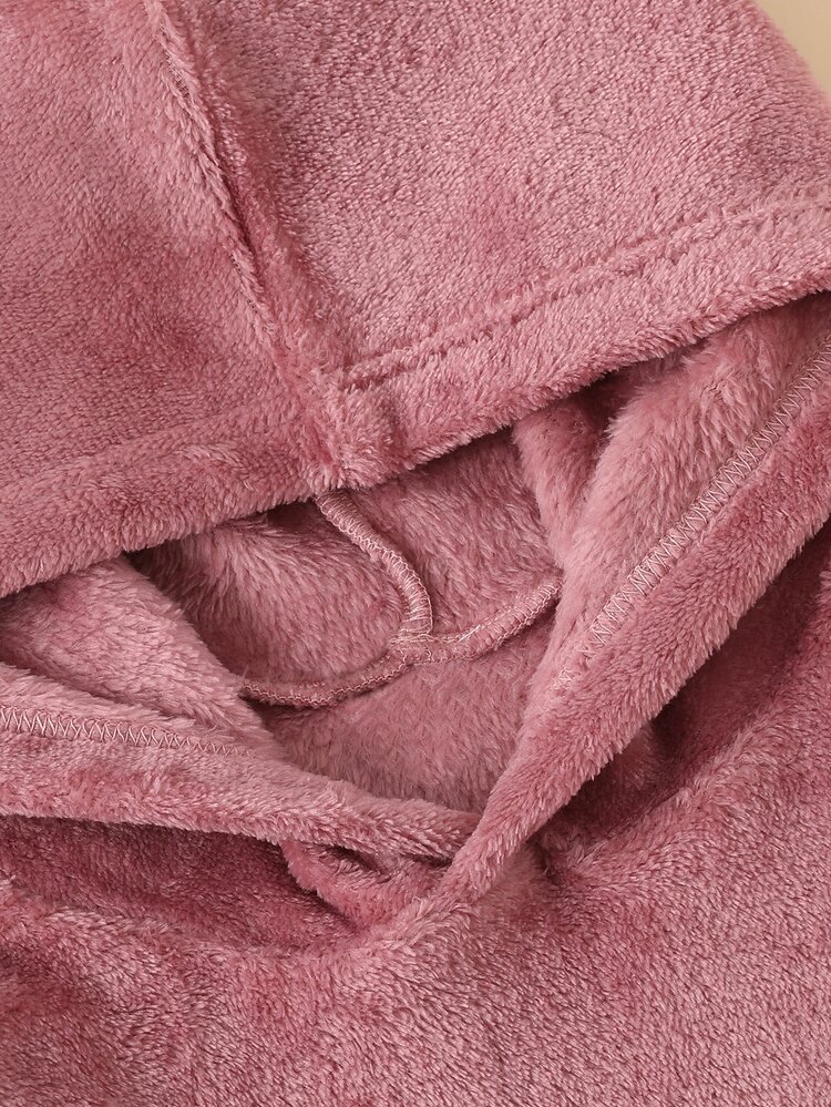 Young Girl Solid Teddy Hoodie With Pants