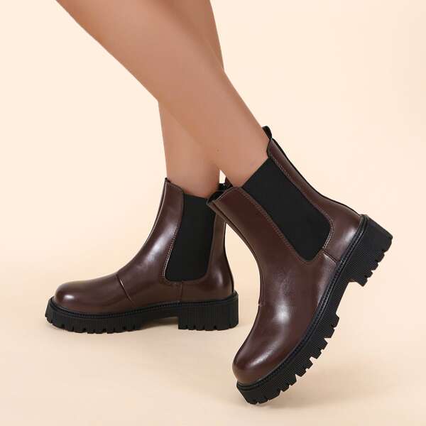 

Minimalist Slip-On Chelsea Boots, Brown