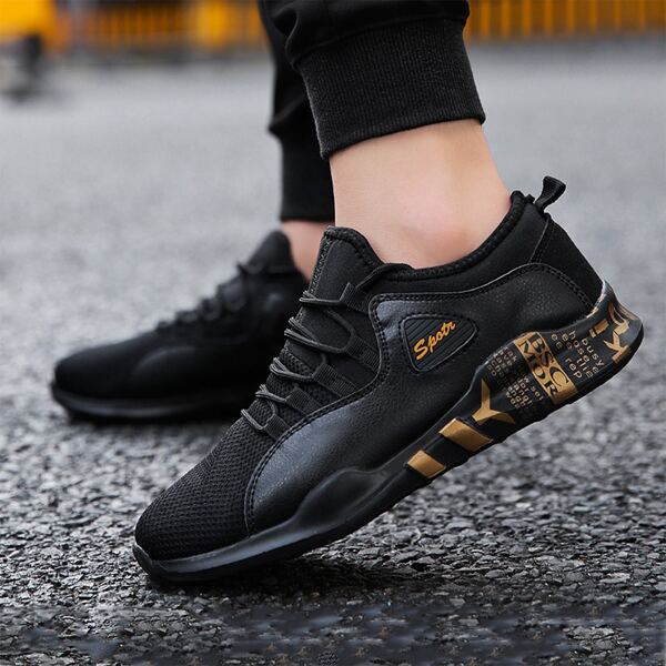 

Men Letter Graphic Lace Up Decor Sneakers, Black