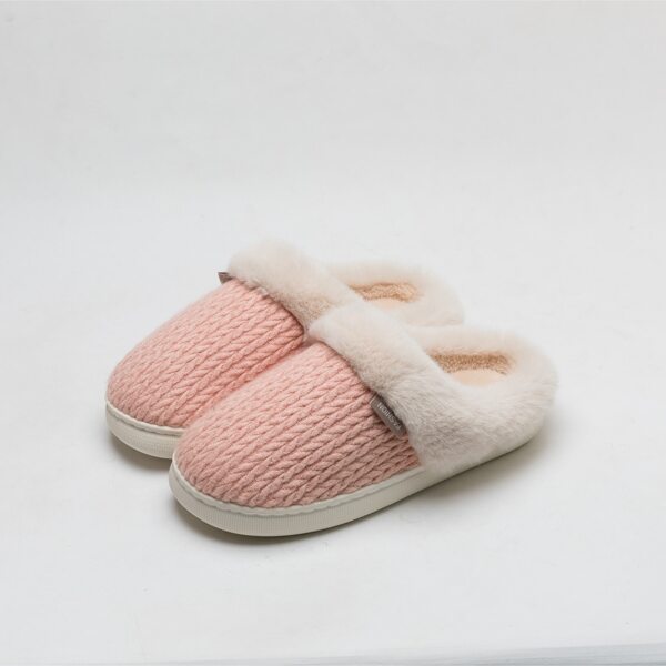 

Braided Detail Fluffy Bedroom Slippers, Pink