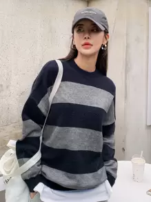 DAZY Two Tone Drop Shoulder Jumper - Multicolor - View 3