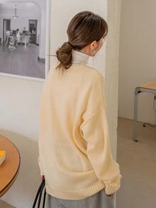DAZY Áo len nữ màu trơn Giải trí - Màu vàng - Xem 2
