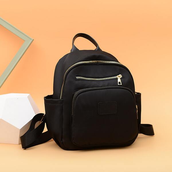 

Side Pocket Zip Classic Backpack, Black