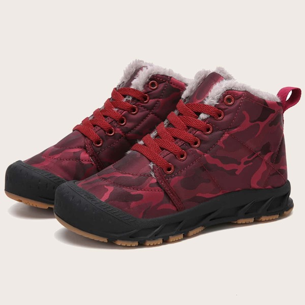 

Kids Camo Pattern Fuzzy Hiking Shoes, Multicolor