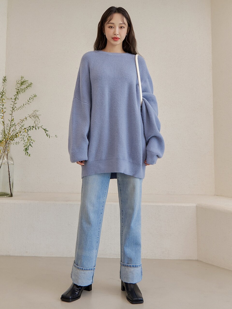 Solid Drop Shoulder Oversized Sweater