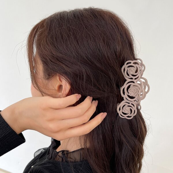

Flower Decor Hair Claw, Coffee