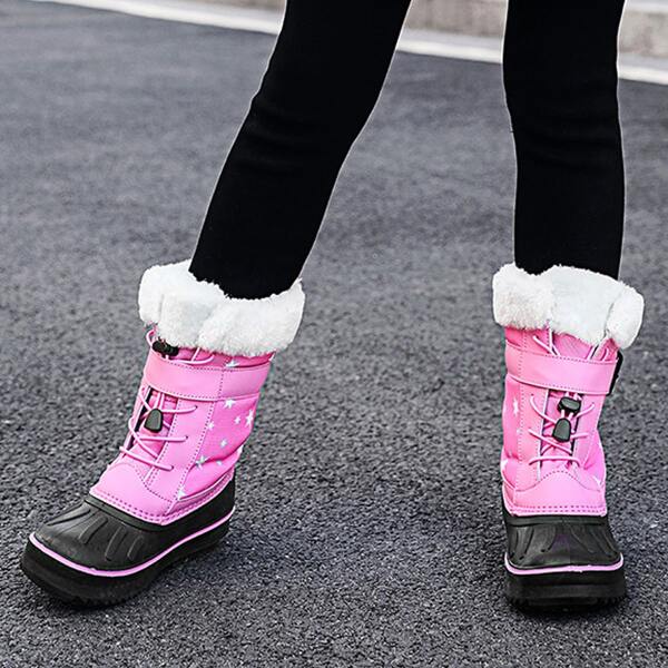 

Girls Star Buckle Decor Snow Boots, Pink