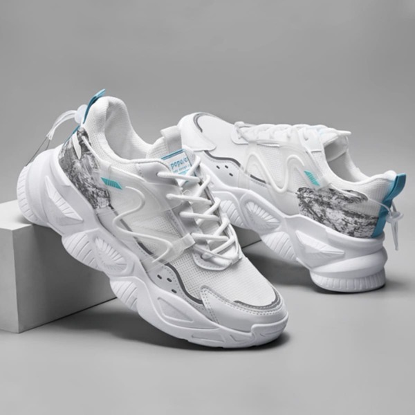 

Men Lace-up Front Mesh Chunky Sneakers, White