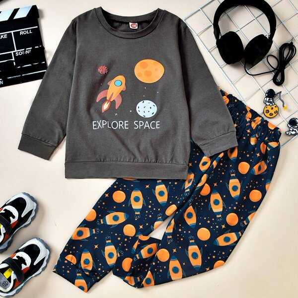 

Toddler Boys Slogan & Galaxy Pullover & Sweatpants, Multicolor