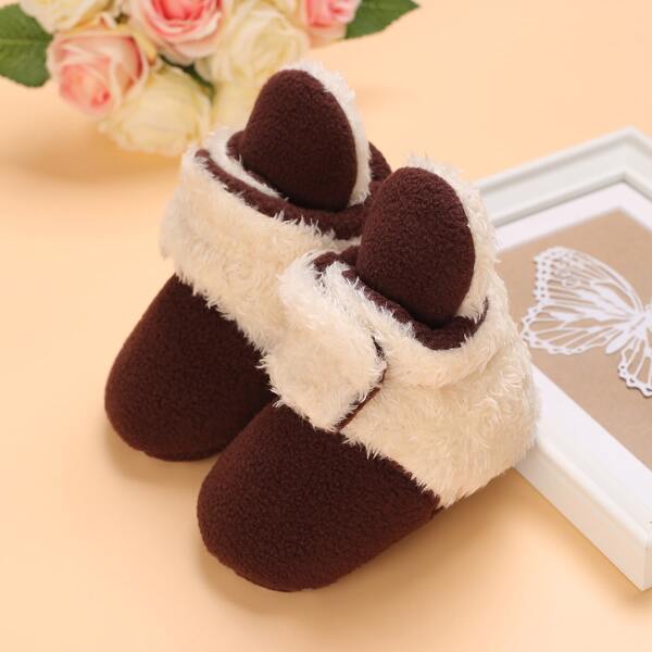 

Baby Two Tone Velcro Strap Boots, Brown