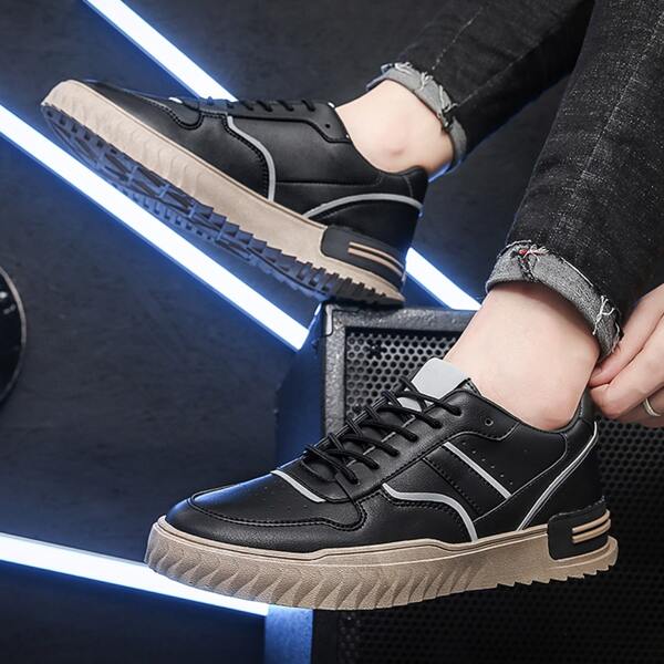 

Men Trim Detail Skate Shoes, Black