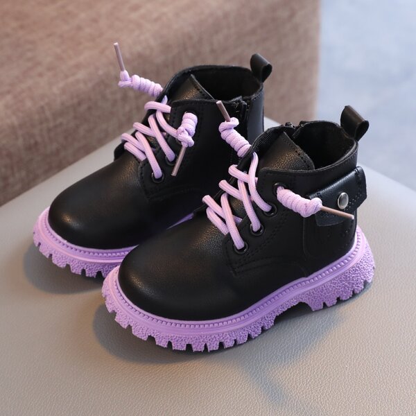 

Girls Lace-up Front Boots, Black