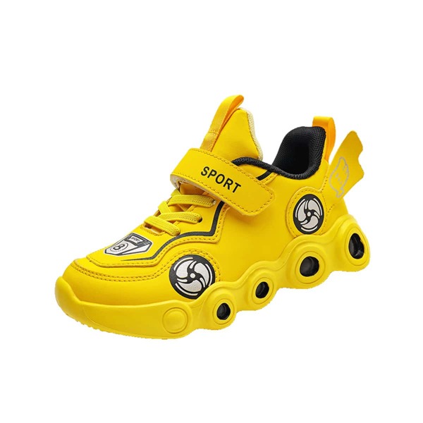 

Boys Lace-up Front Velcro Strap Sneakers, Yellow