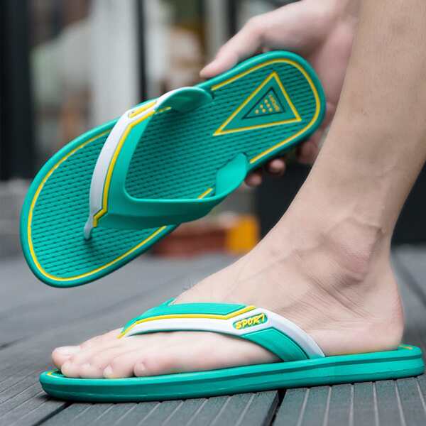 

Men Letter Detail Flip -Flops, Green