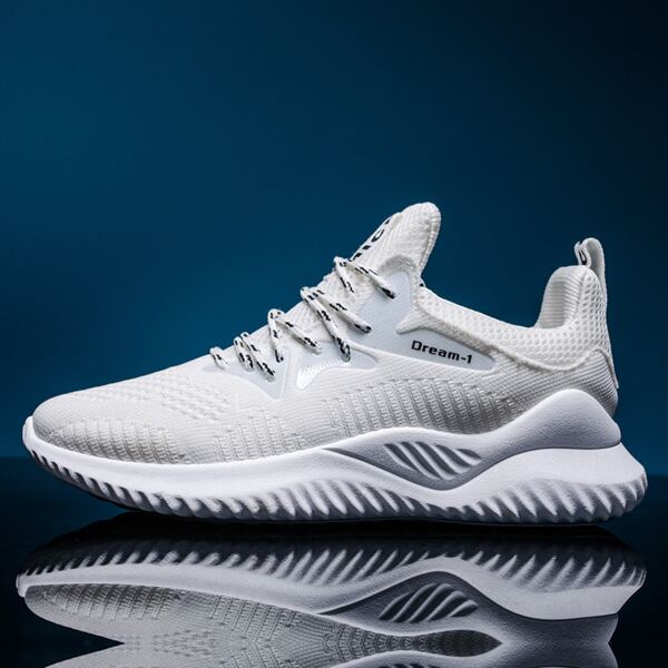 

Men Letter Graphic Lace-up Front Knit Sneakers, Light grey