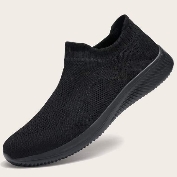 

Men Minimalist Knit Slip On Sneakers, Black