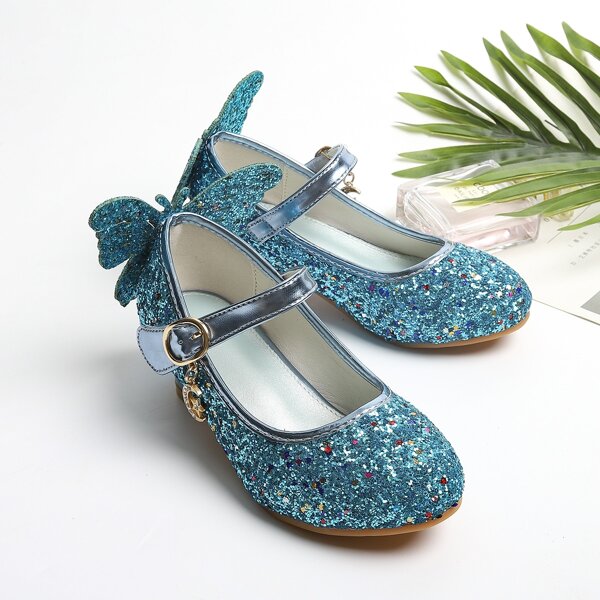 

Girls Glitter Butterfly Decor Flats, Blue