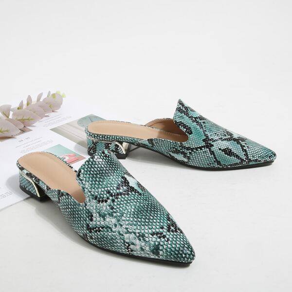 

Snakeskin Graphic Flat Mules, Multicolor